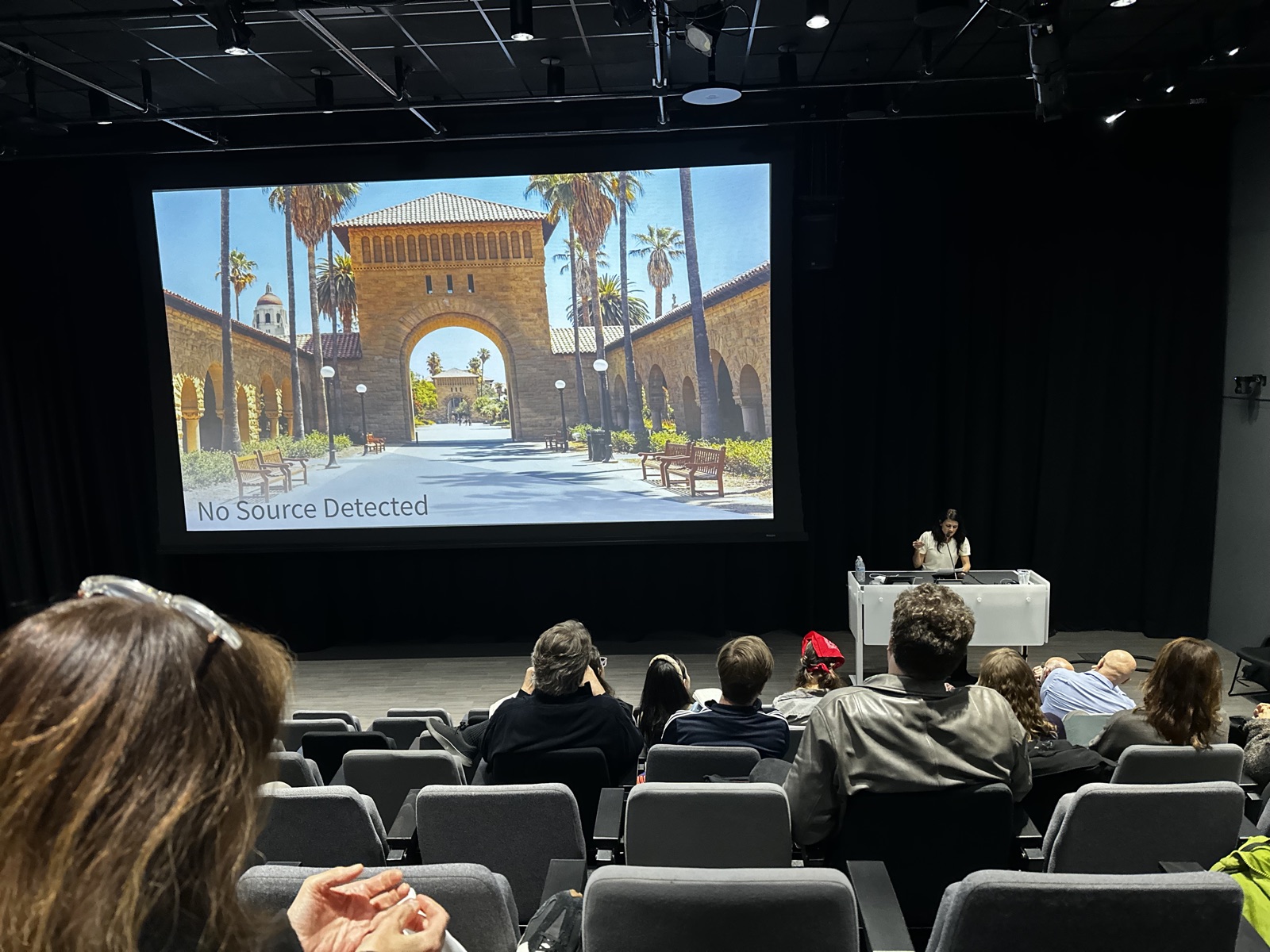 Oshman Hall in the McMurtry Building at Stanford during the panel, 27 October 2026